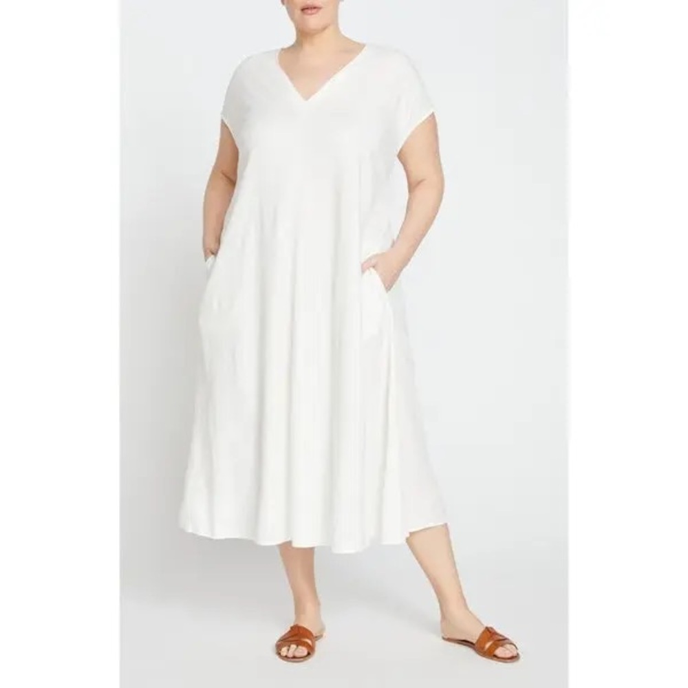 NWT Universal Standard Louvre Bow Back Linen Dress